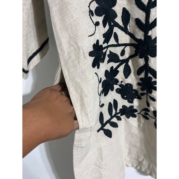 Sister Mary Ivy Jane Marta Tunic Dress Beige Black Linen Size Small - Picture 9 of 13